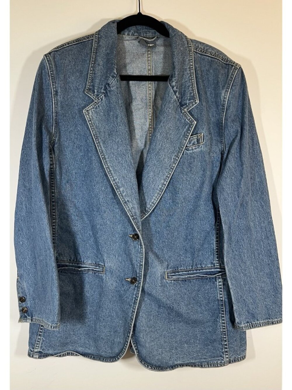 Vintage 90s LizWear blue denim oversized blazer retro indie 14 rockabilly